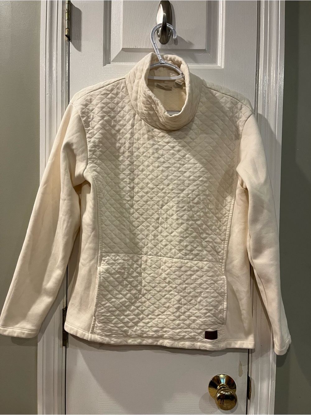 LL Bean Cowl-Neck Pullover Quilted Kangaroo Pocket Sweatshirt S b6